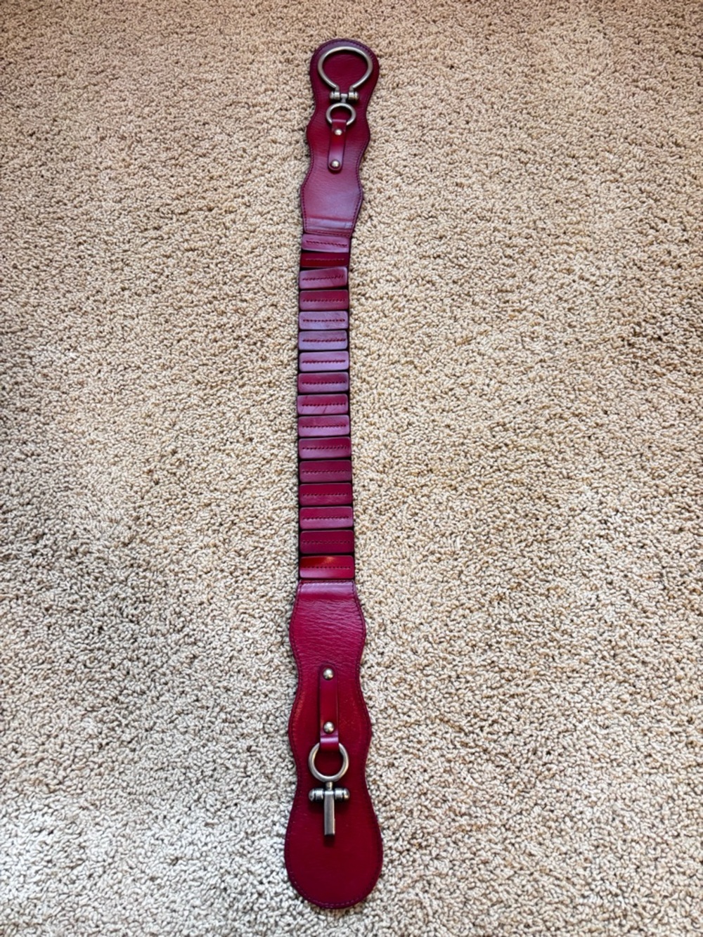 Vintage Red Leather Western Belt - Picture 4 of 7